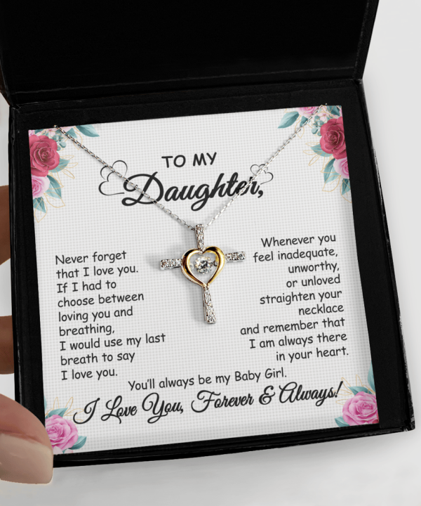 Gift To My Baby Girl Daughter Cross Dancing Necklace