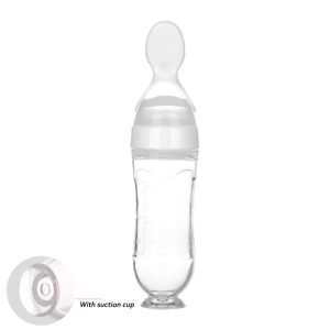 Safe Newborn Baby Feeding Bottle Silicone Squeeze Feeding Spoon Baby Training Feeder