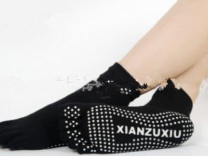 Slip Yoga Socks 5 Toes Socks Letter Print Massage Exercise Short Tube High-Quality Cotton Socks