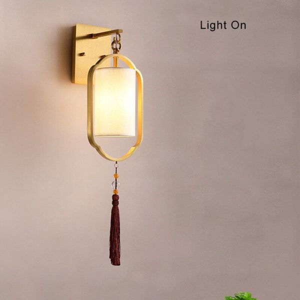 Lightsphere - Modern 1-Light Fabric Wall Lamp In Chinese Style