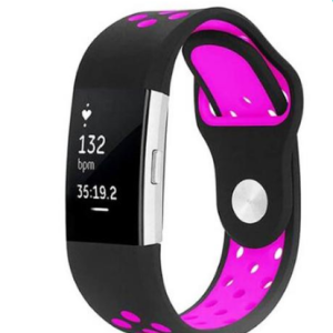 Monochrome Round Hole Silicone Strap For Fitbit Charge2