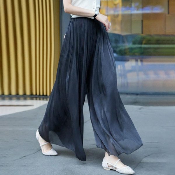 Glazed Ice Silk FloorLength WideLeg Culottes