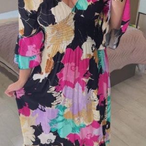 VNeck Floral Seaside Vacation Loose Dress