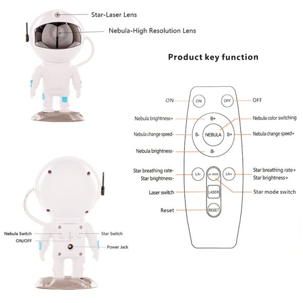 Galaxy Projector Astronaut Starry Sky Projector Remote Control Music Laser