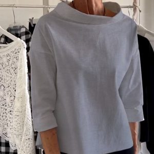 Casual Wide Lapel Half Turtleneck Top