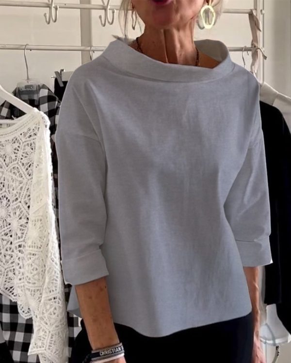 Casual Wide Lapel Half Turtleneck Top