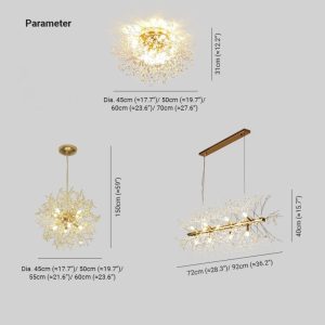 Lili Design Led Pendant Lights White Gold Metal Living Room Dining Room