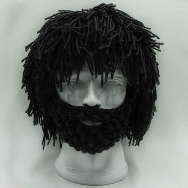 Party Spoof Knit Wool Hats Beard And Wig Hats