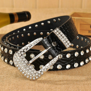 Rhinestone Embellished Wide Belt