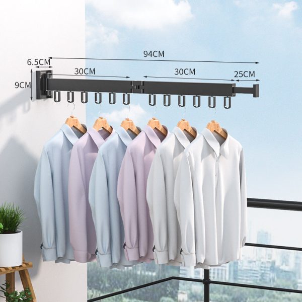 Space Saving Wall Mount Retractable Cloth Drying Rack