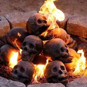 Terrifying Human Skull Fire Pit