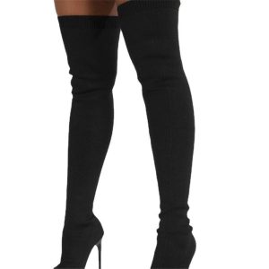 High-Heels Knit Over-The-Knee Boots