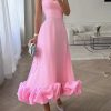 Flounce Bustier Midi Dress