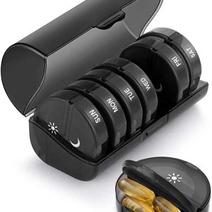 Seven Days Round Mini Travel Moisture-Proof 14 Compartment Pill Box