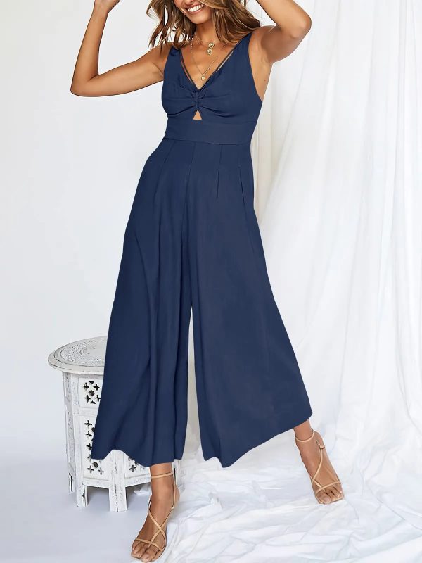 V Neck Cutout HighWaist Jumpsuits