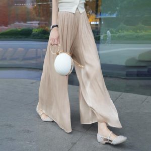 Glazed Ice Silk FloorLength WideLeg Culottes