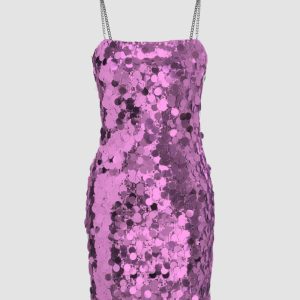 Chain Sequined Irregular Dress