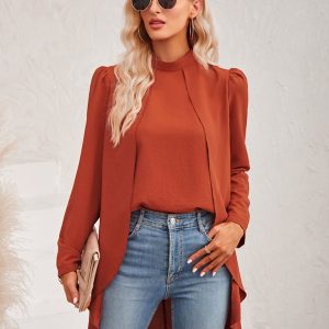 Women'S Casual Turtleneck Two Piece Shirt 