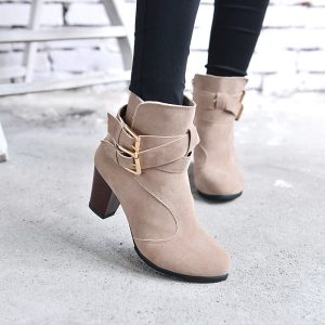 High Heels Leather Ankle Boots