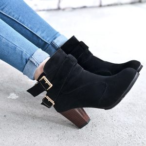 High Heels Leather Ankle Boots