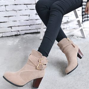 High Heels Leather Ankle Boots