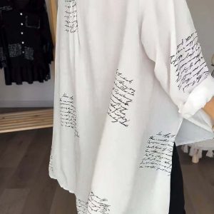 Letter Print Fashion Lapel Shirt 