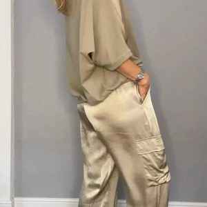 Smooth Satin HalfSleeved Top And Pants