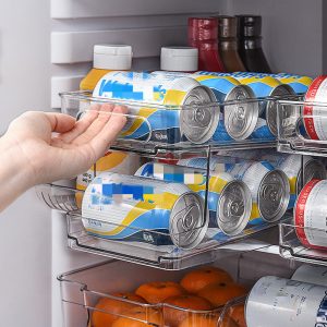 Refrigerator Beverage Storage Box Double-Layer Self-Rolling