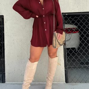 Solid Color Long Sleeve Shirt Bodysuit2