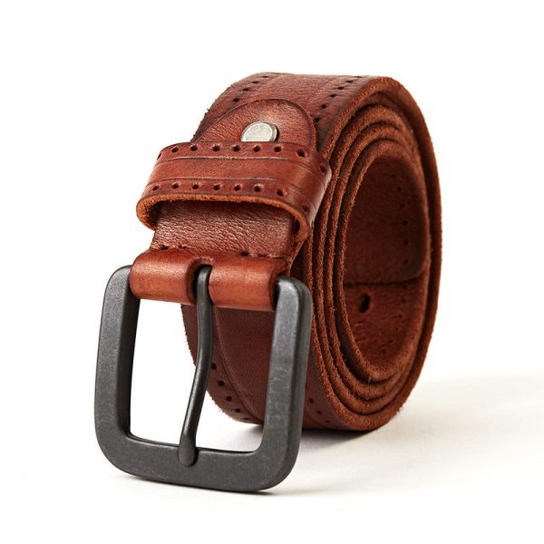 Men'S Leather Belt Pin Buckle Top Layer Cowhide Casual