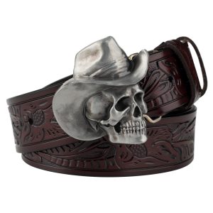 Hat Skull Alloy Belt Buckle Flower