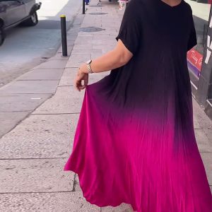 Casual Pleated Ombre Dress