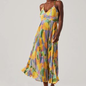 Casual Pleated Print Dress