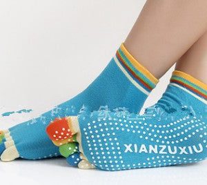 Slip Yoga Socks 5 Toes Socks Letter Print Massage Exercise Short Tube High-Quality Cotton Socks