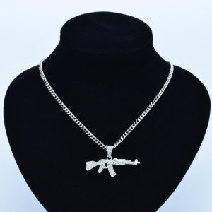 Rhinestone Army Style Male Pendant Necklace