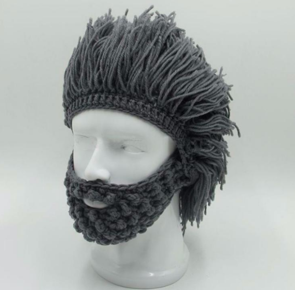 Party Spoof Knit Wool Hats Beard And Wig Hats