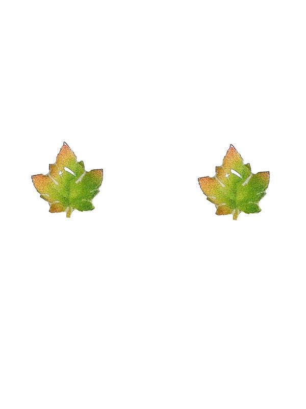 Green Maple Leaf Earrings