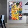 Banksy Gustav Klimt Kiss Graffiti Pop Canvas Art