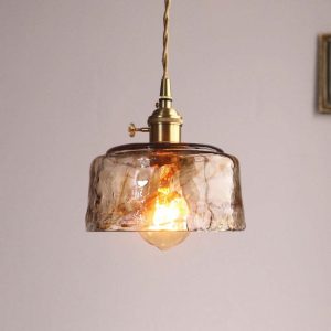 Levy Retro Led Pendant Lamps Gold Metal Glass Bedroom Living Room Dining Room