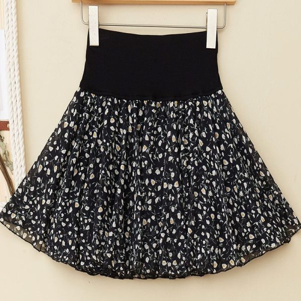 Pleated Sarongchiffon Floral Skirt