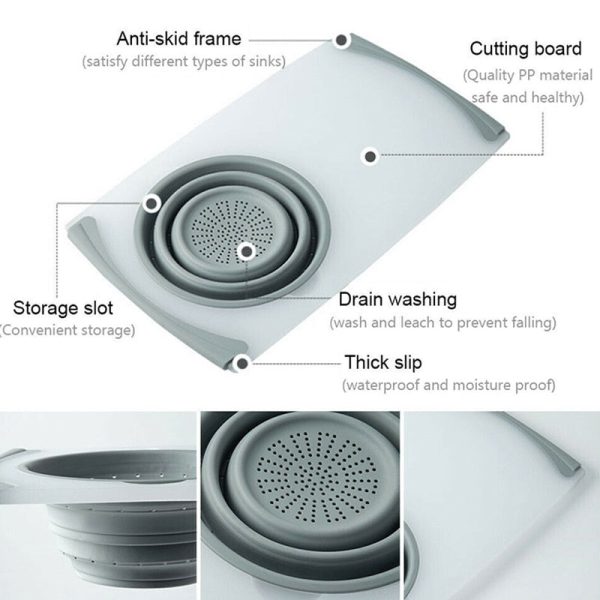 Innovative Multi-Functional 3 In 1 Chopping Board Detachable Folding Drain Basket Sink Cutting Board