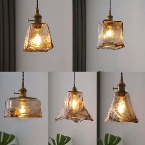 Levy Retro Led Pendant Lamps Gold Metal Glass Bedroom Living Room Dining Room