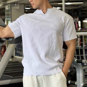 Men'S VNeck Short Sleeve Muscle Athletic Workout TShirts