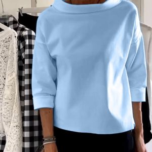 Casual Wide Lapel Half Turtleneck Top