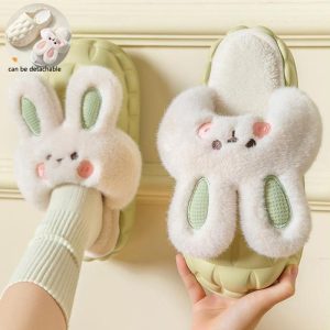 Fuzzy Women Detachable Washable Slippers