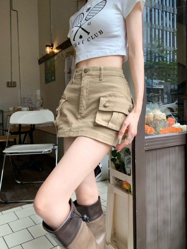 Ins Style Street Solid Color Low Waist Slim Hip Skirt