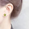 Green Maple Leaf Earrings