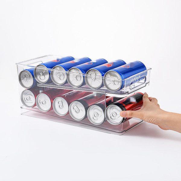 Refrigerator Beverage Storage Box Double-Layer Self-Rolling