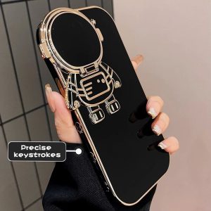 Luxury Plating Cartoon Astronaut Phone Case For 'Iphone 15 14 13 12 Pro Max Flip Camera Lens Holder Mobile Protective Cover