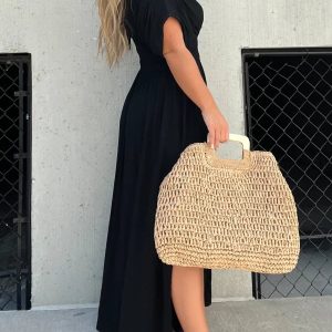 In Slit VNeck Effortless Maxi Long Dress